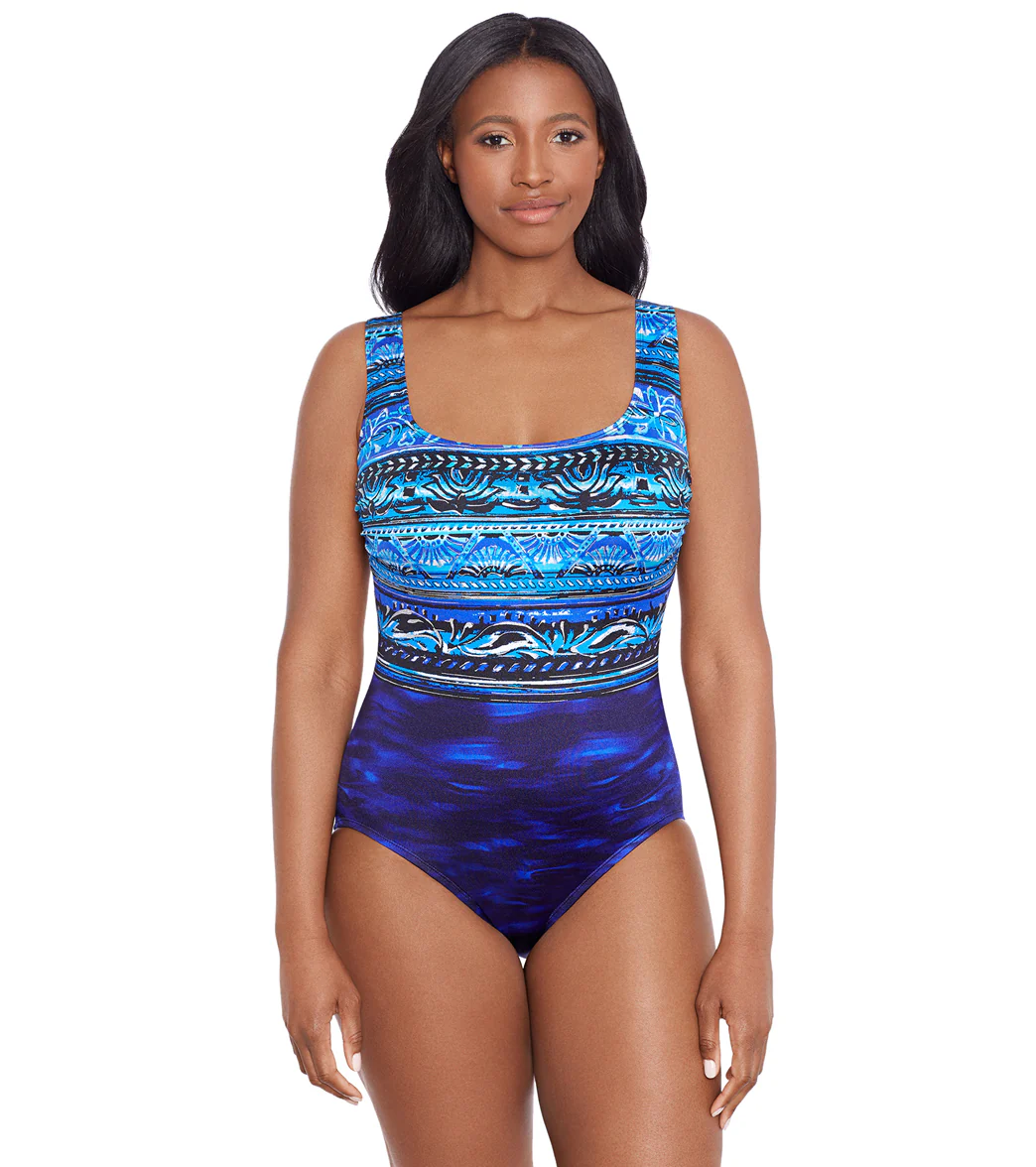 Longitude Women's Pool Attention Double Cross Back Back Tank One Piece Swimsuit - Image 9