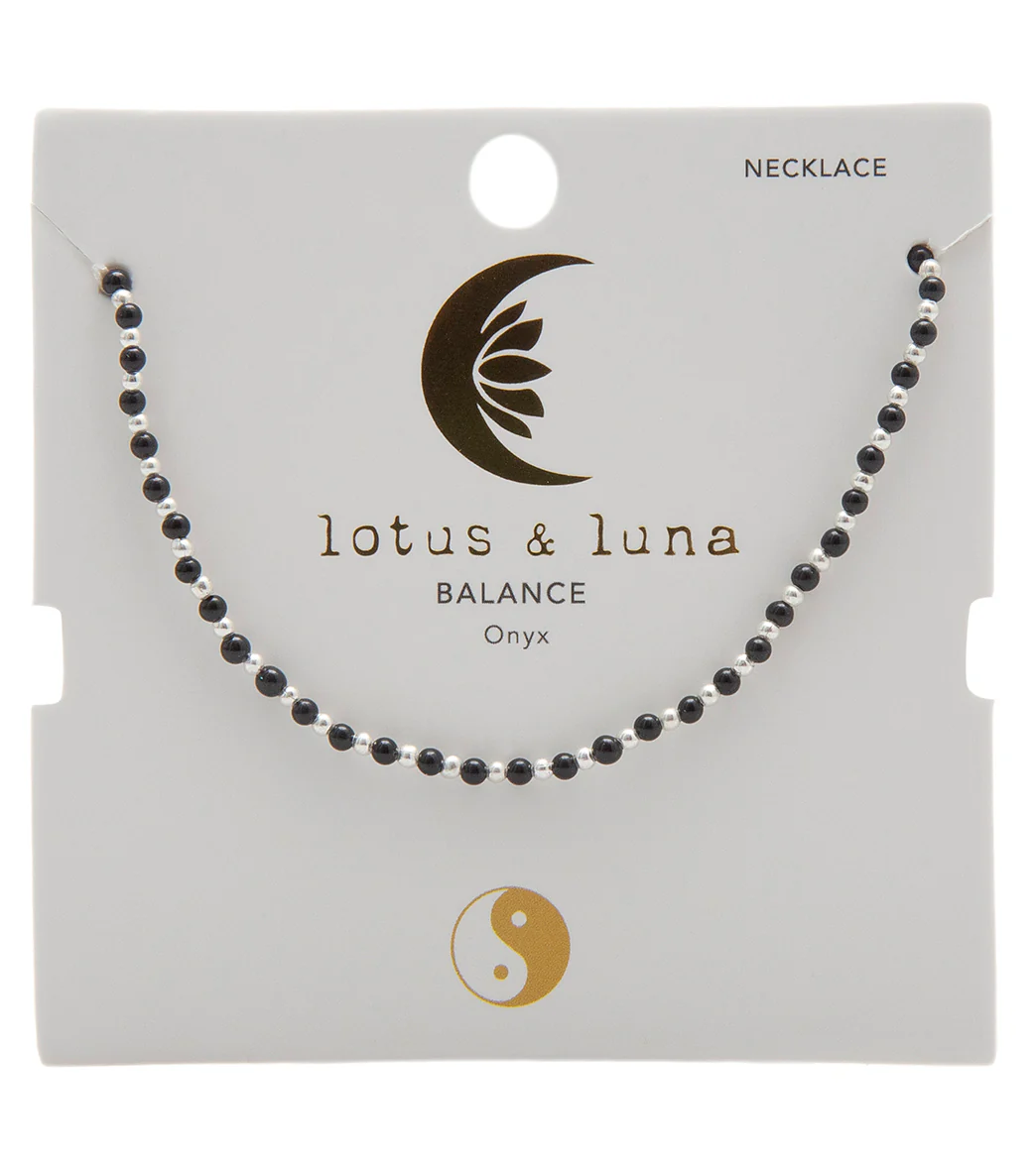 Lotus and Luna Balance Onyx 2mm Healing Necklace - Image 2