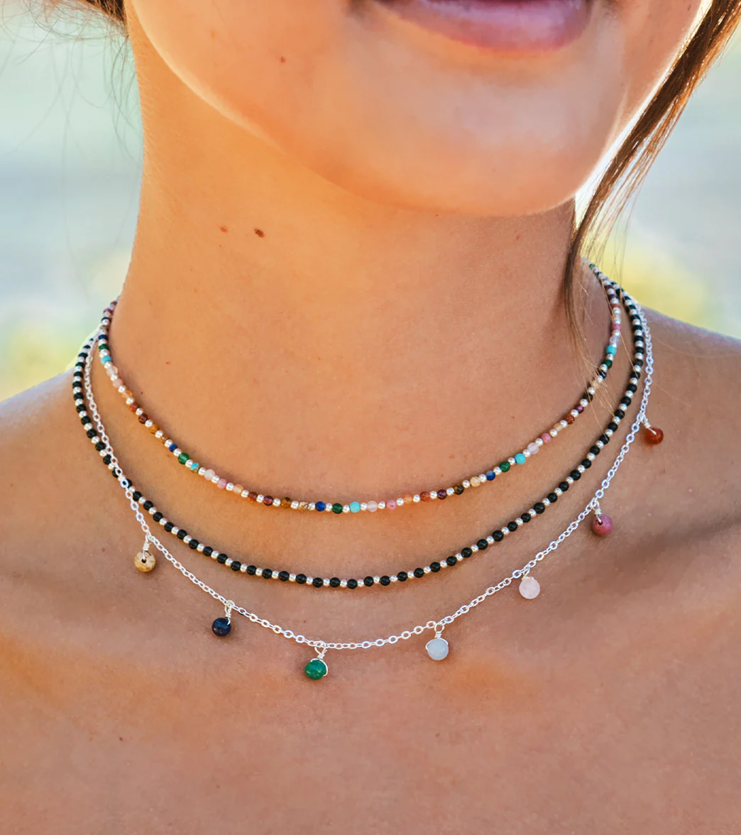 Lotus and Luna Balance Onyx 2mm Healing Necklace - Image 3