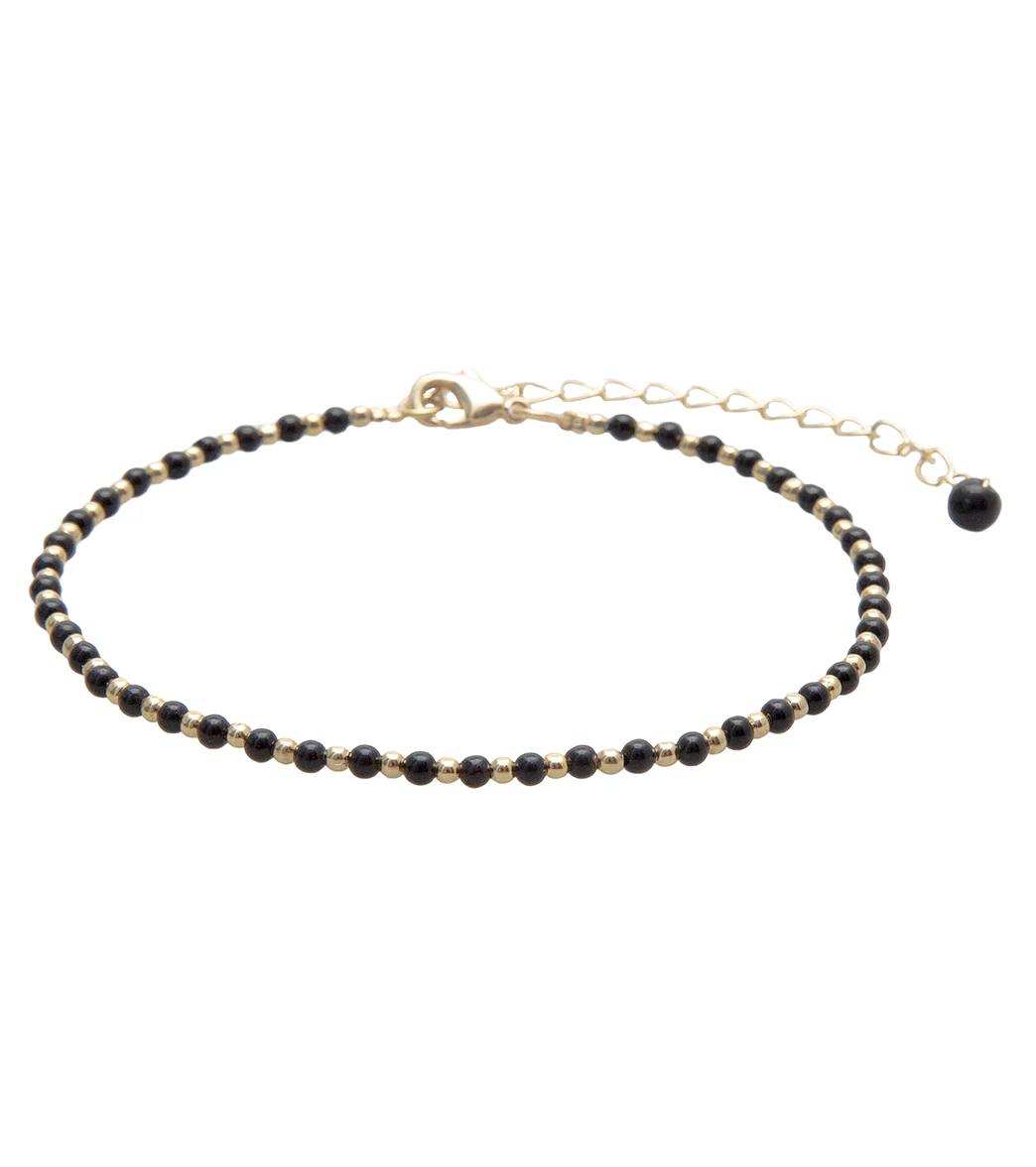 Lotus and Luna Balance Onyx Gold Anklet - Image 6