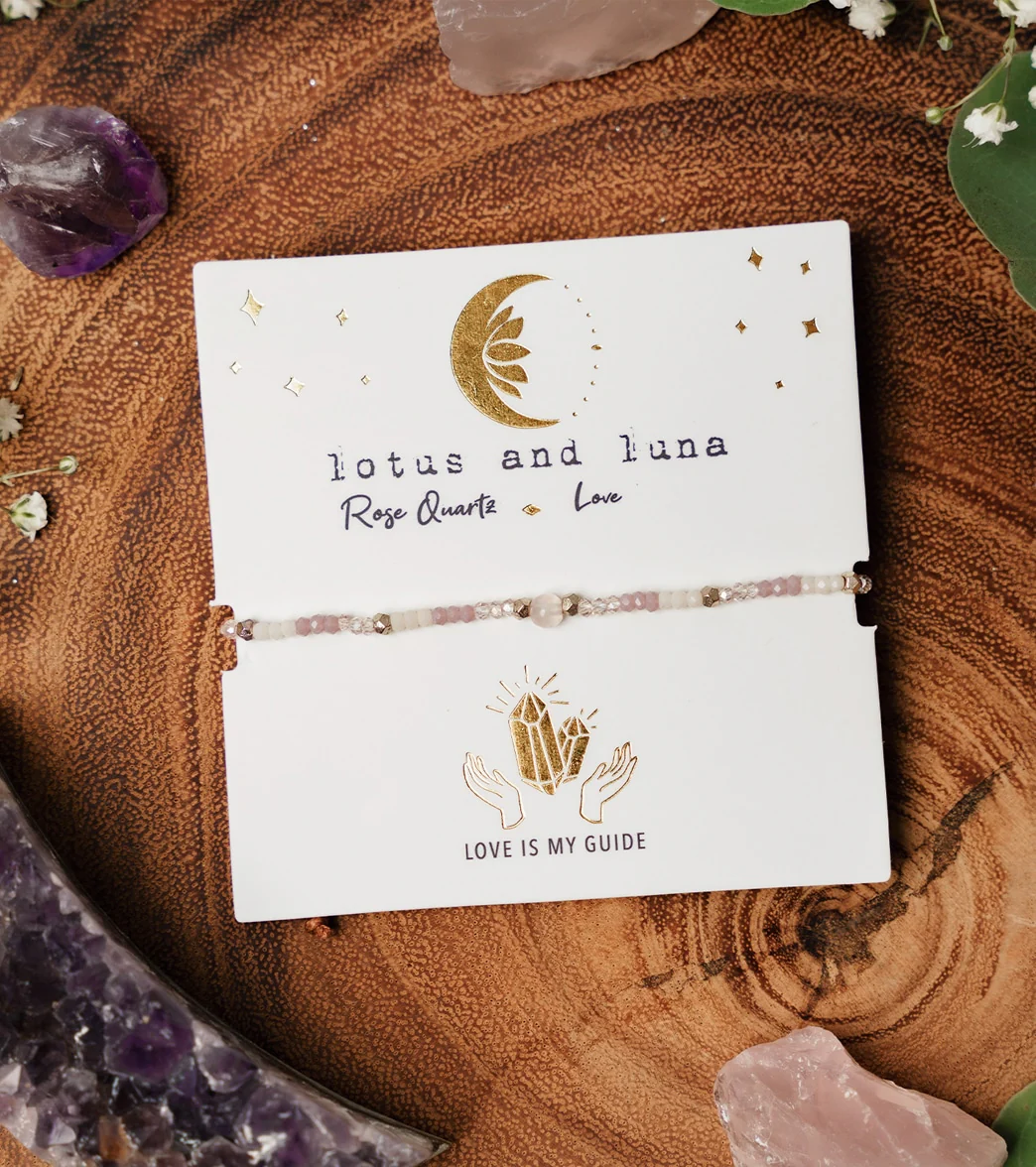 Lotus and Luna Love Rose Quartz Goddess Bracelet - Image 2