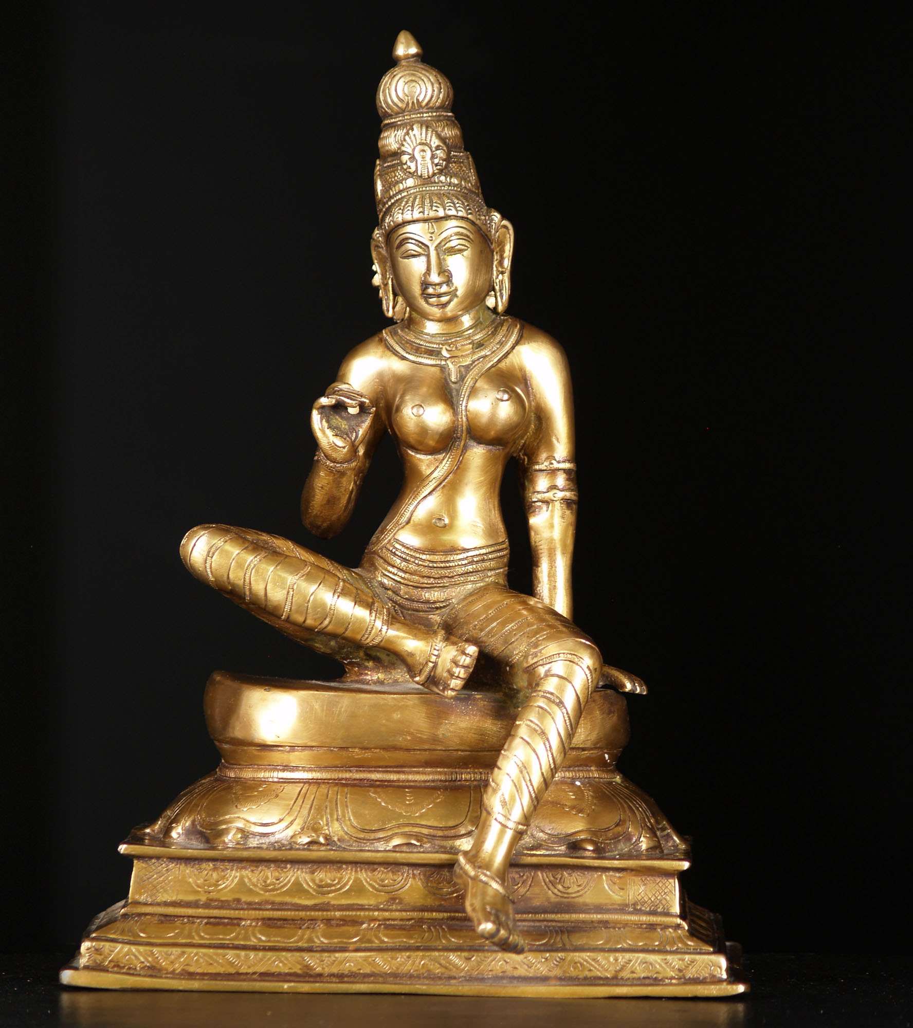 Lotus Sculpture Brass Bogashakti Statue 13"