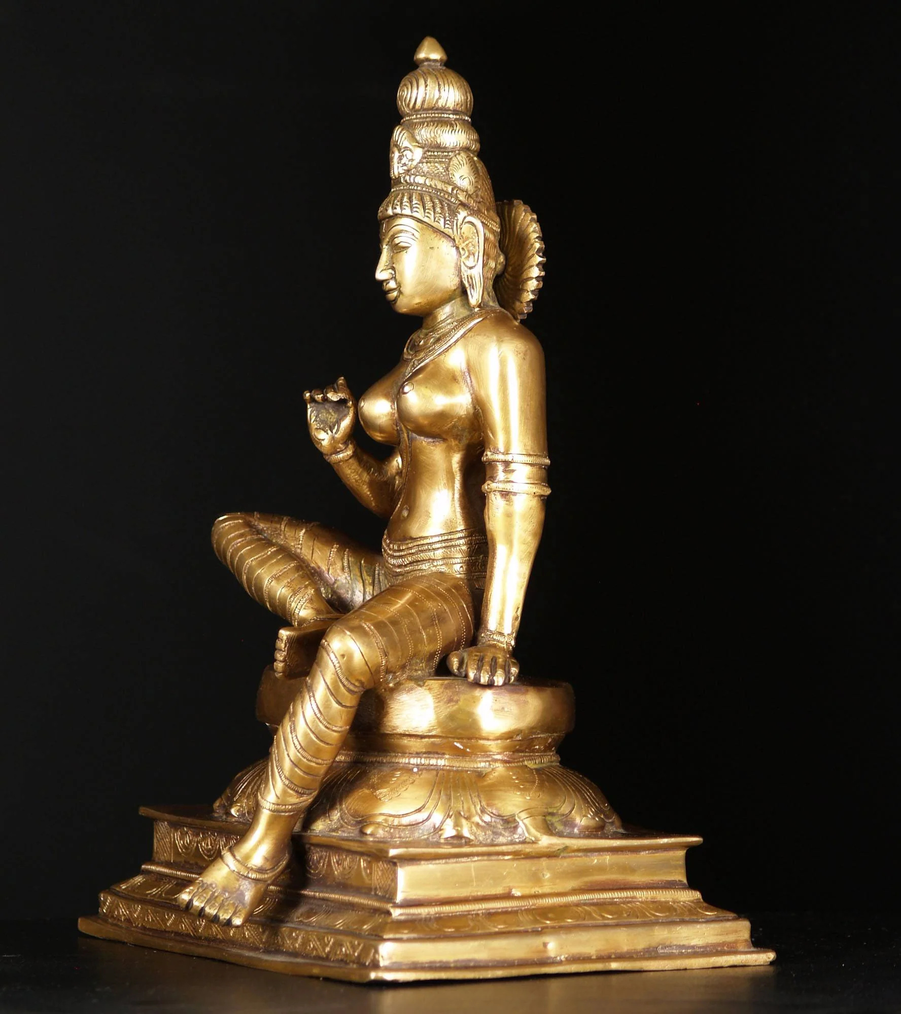 Lotus Sculpture Brass Bogashakti Statue 13" - Image 3