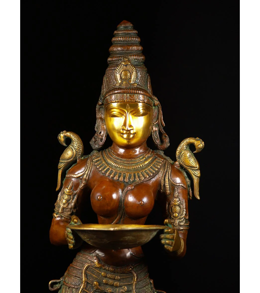 Lotus Sculpture Brass Deepa Lakshmi Statue 51" - Image 2