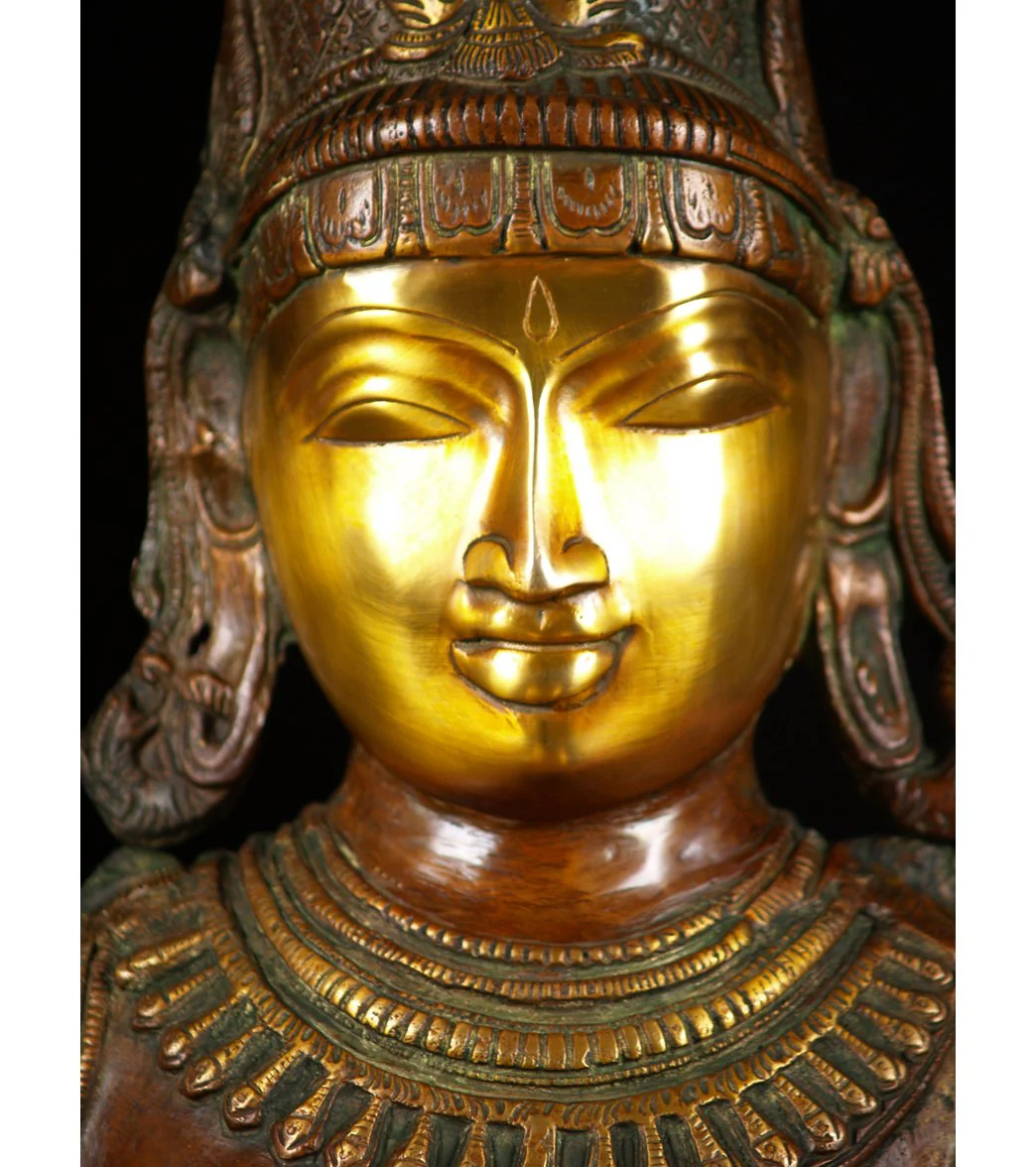 Lotus Sculpture Brass Deepa Lakshmi Statue 51" - Image 3