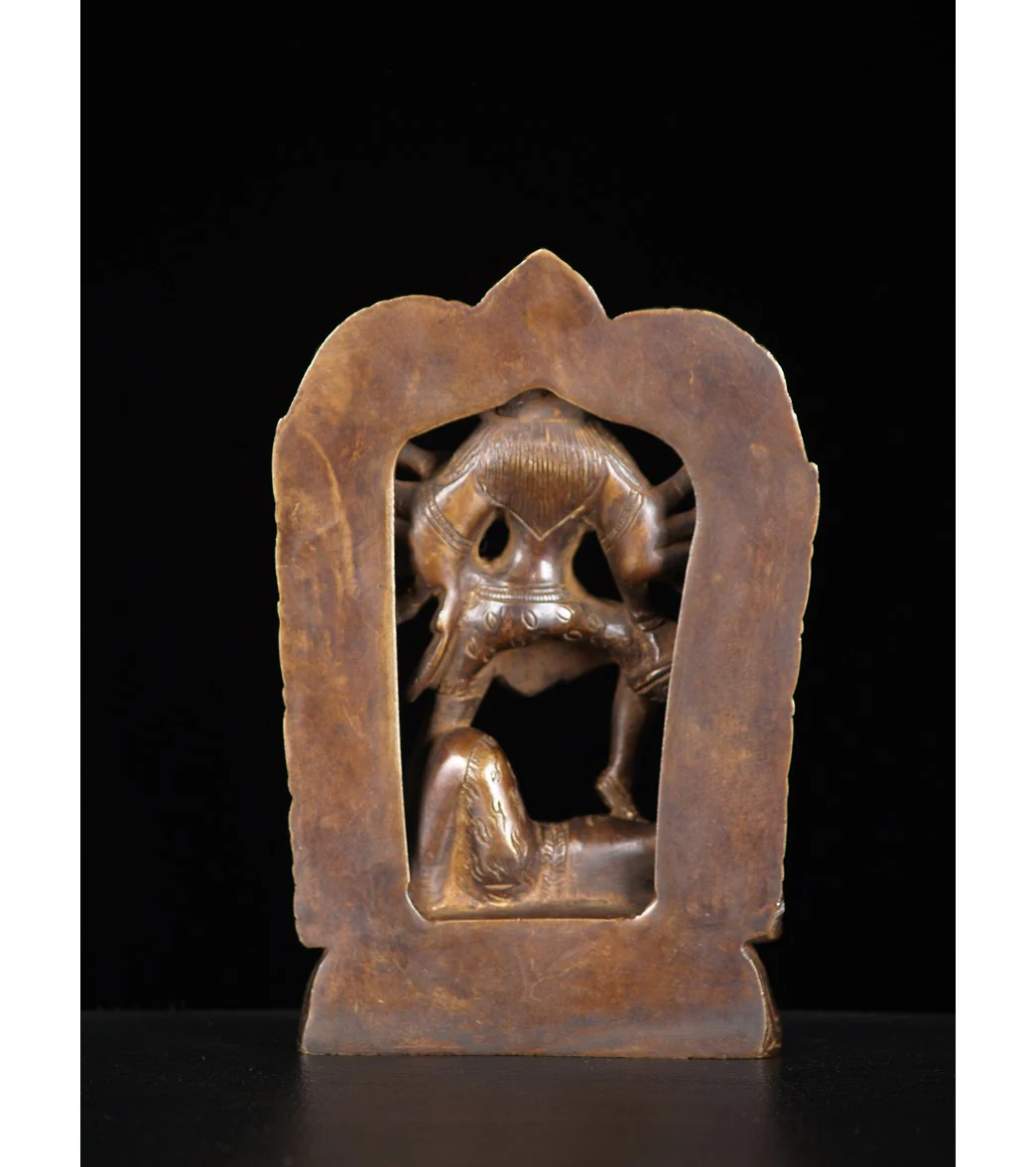 Lotus Sculpture Brass Kali Standing On Dead Shiva 7" - Image 3