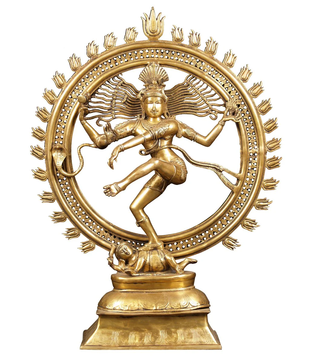 Lotus Sculpture Brass Polished Nataraja Statue 41"- O