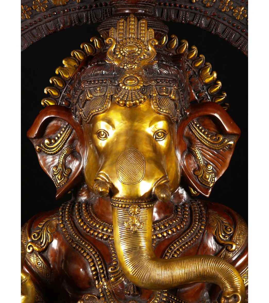 Lotus Sculpture Large Brass Seated Ganesha Statue 70" - Image 2