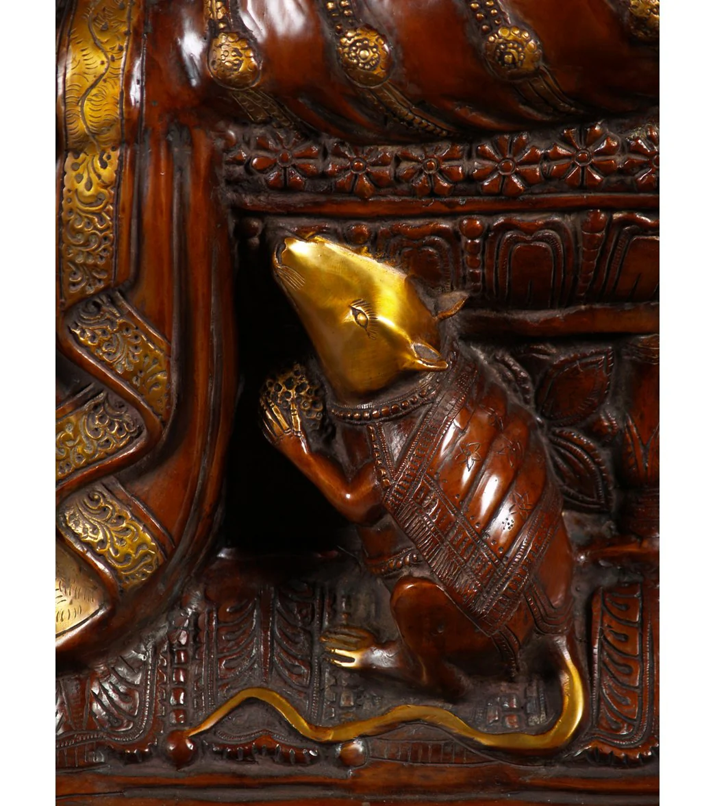 Lotus Sculpture Large Brass Seated Ganesha Statue 70" - Image 3