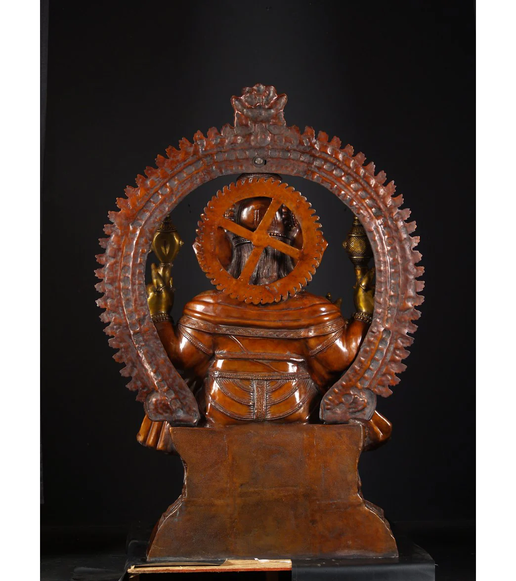 Lotus Sculpture Large Brass Seated Ganesha Statue 70" - Image 5
