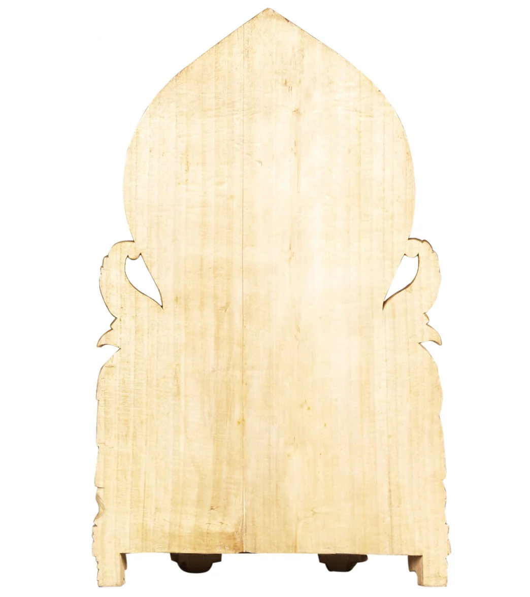 Lotus Sculpture Ornate Wooden Ganesh Carving 21" - Image 4