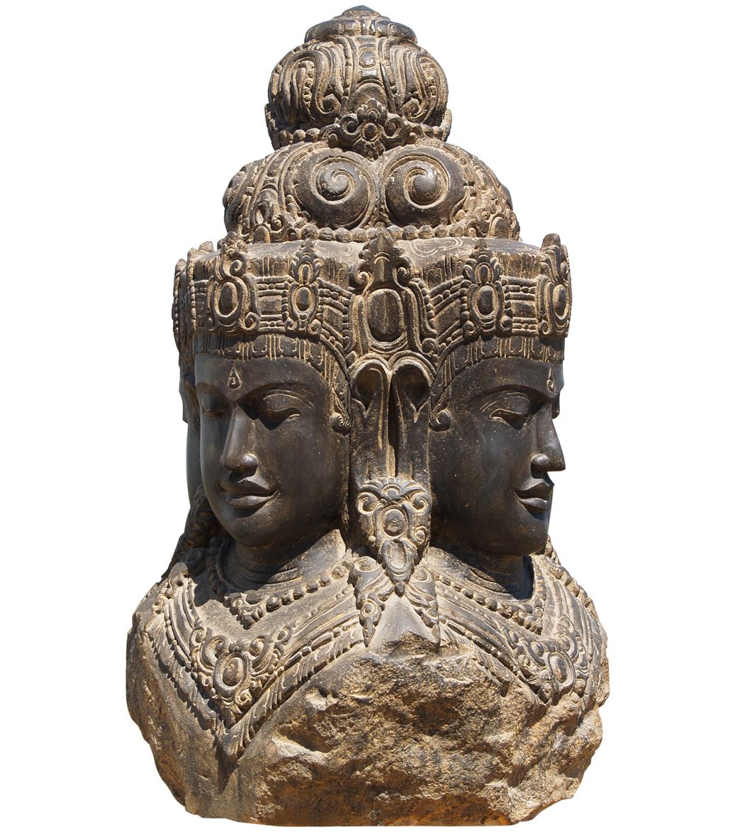 Lotus Sculpture Stone 4 Faced Brahma Statue 40" - Image 3