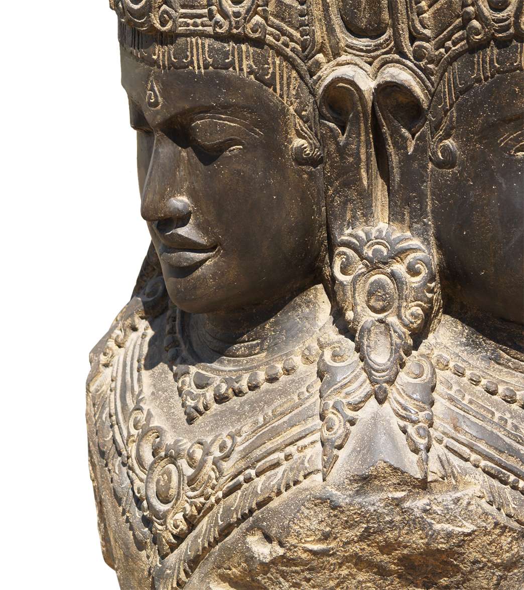 Lotus Sculpture Stone 4 Faced Brahma Statue 40" - Image 4
