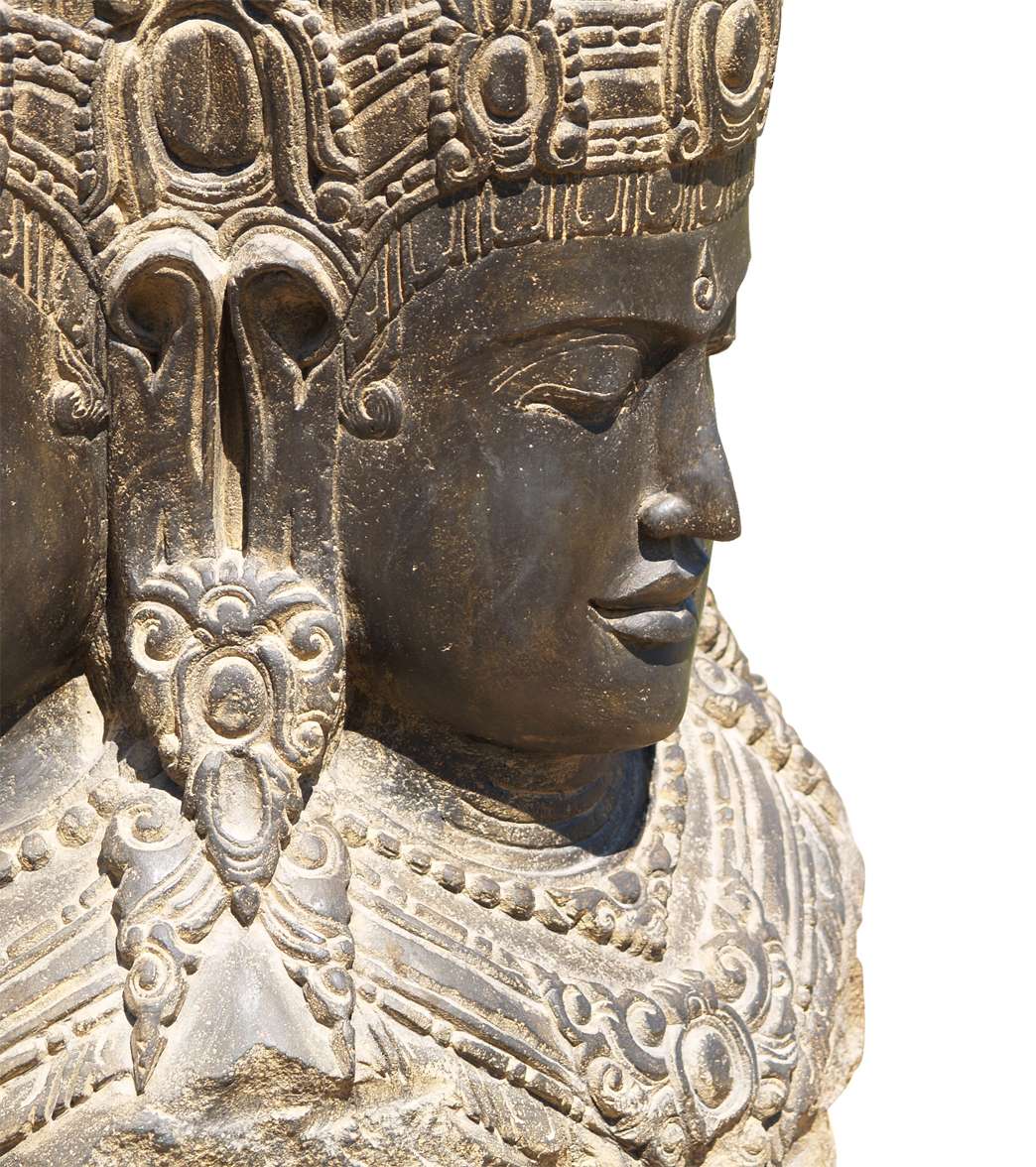 Lotus Sculpture Stone 4 Faced Brahma Statue 40" - Image 5