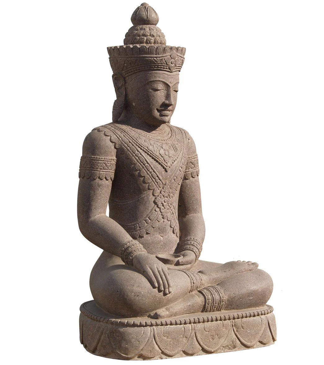 Lotus Sculpture Stone Kashmiri Style Buddha 40" - Image 3