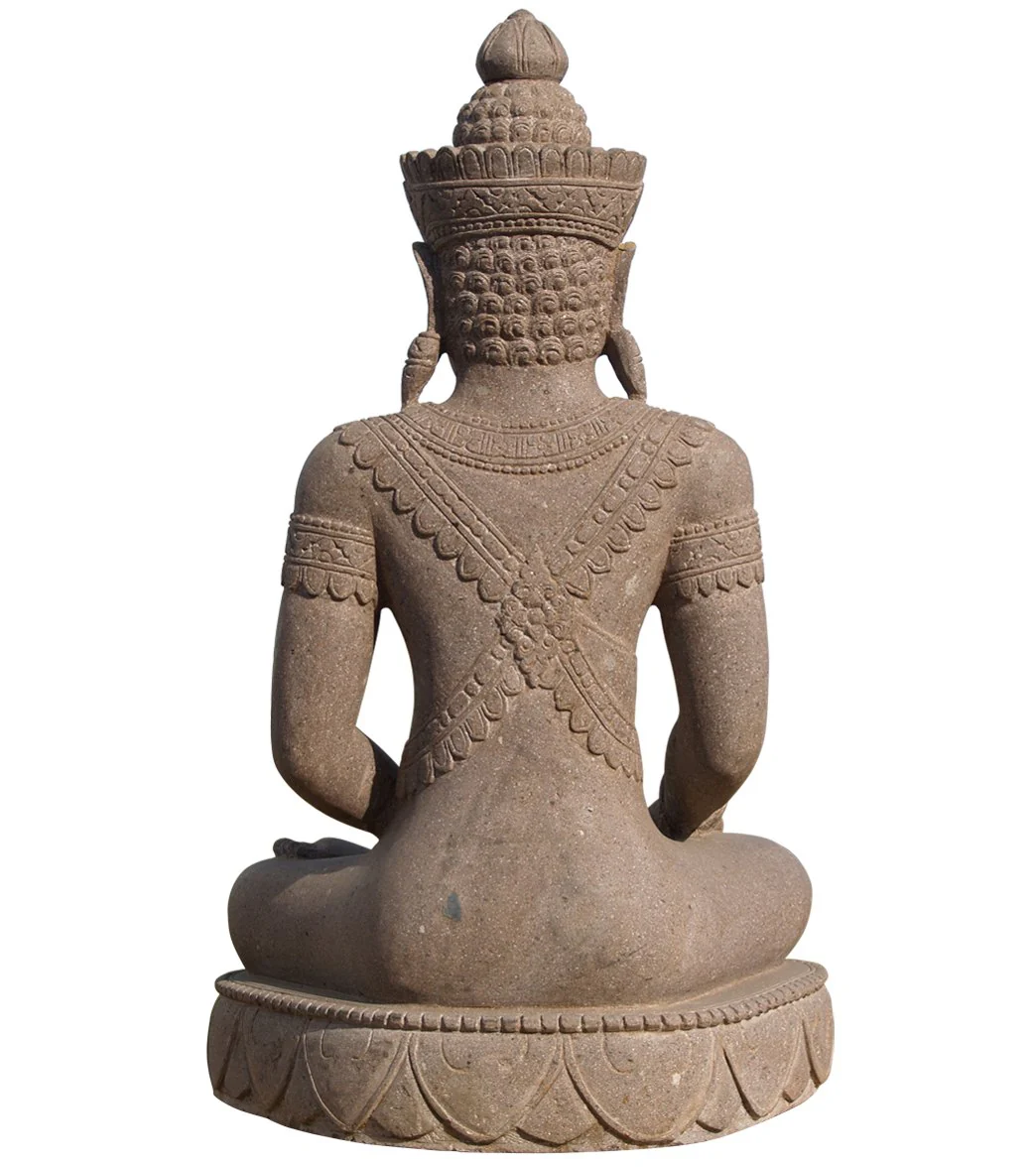 Lotus Sculpture Stone Kashmiri Style Buddha 40" - Image 4