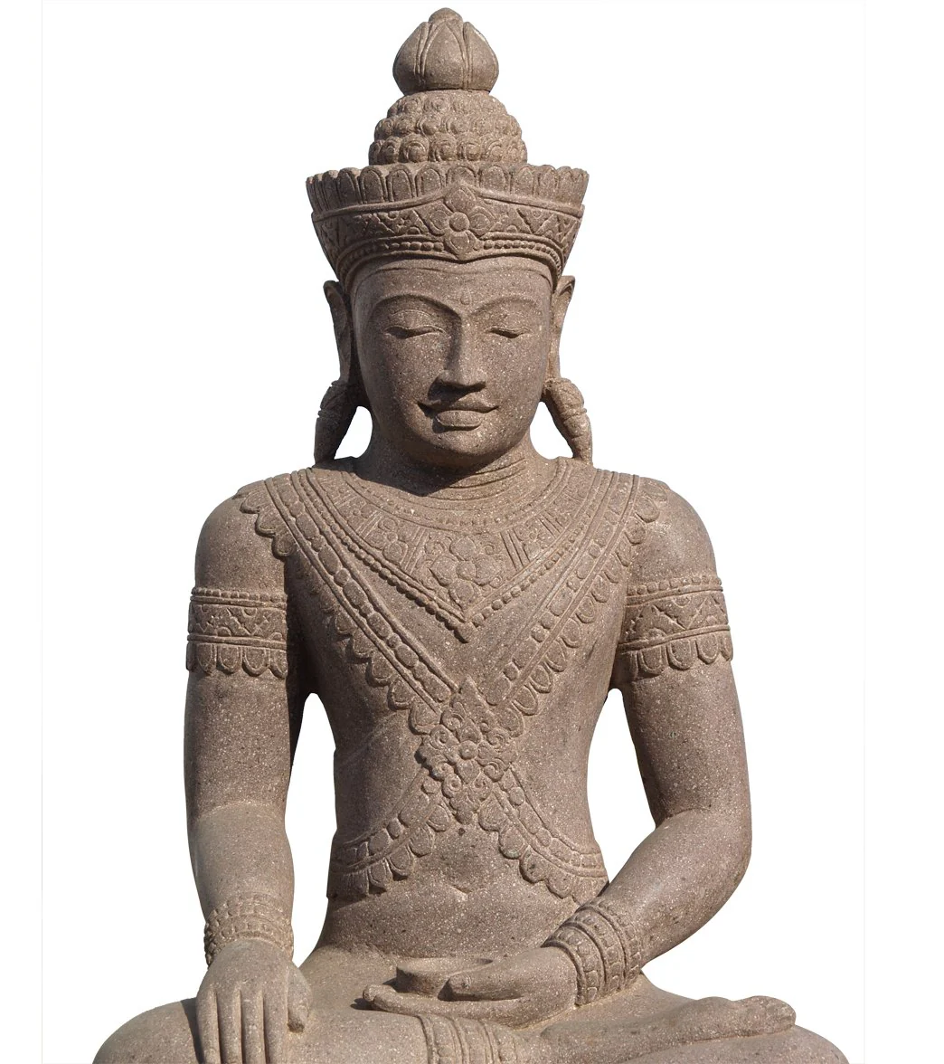 Lotus Sculpture Stone Kashmiri Style Buddha 40" - Image 5