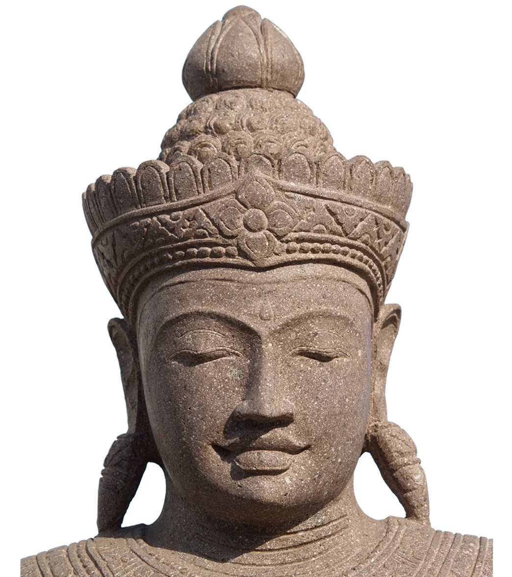 Lotus Sculpture Stone Kashmiri Style Buddha 40" - Image 6