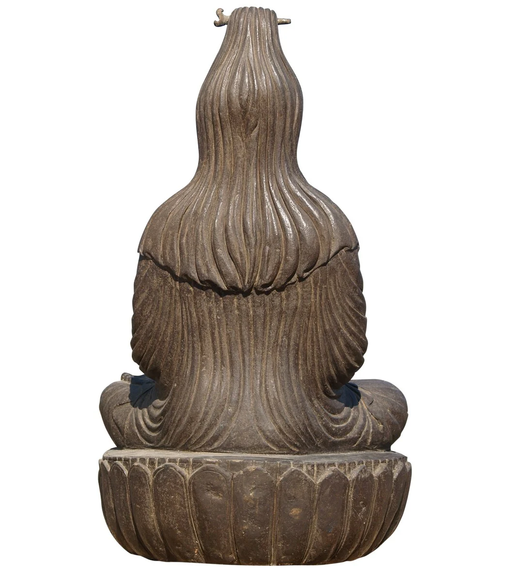 Lotus Sculpture Stone Kwan Yin Garden Statue 37" - Image 4