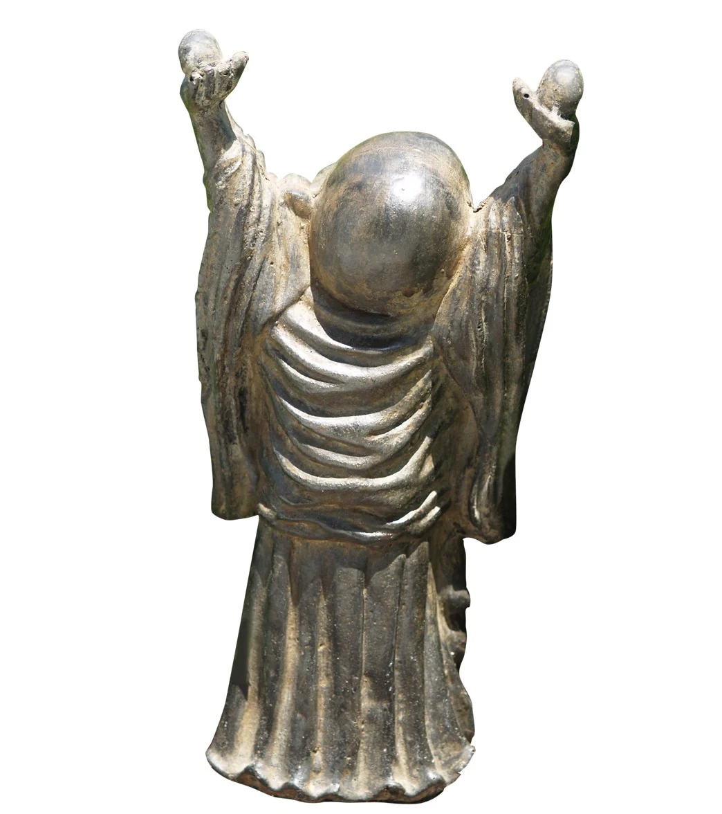 Lotus Sculpture Stone Laughing, Fat & Happy Buddha 12" - Image 3
