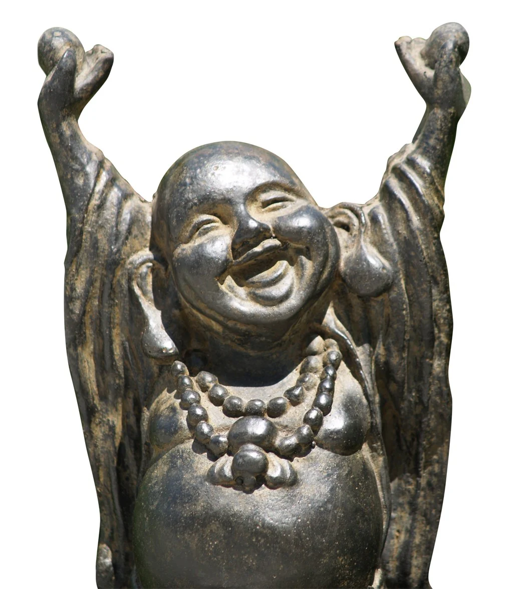 Lotus Sculpture Stone Laughing, Fat & Happy Buddha 12" - Image 4