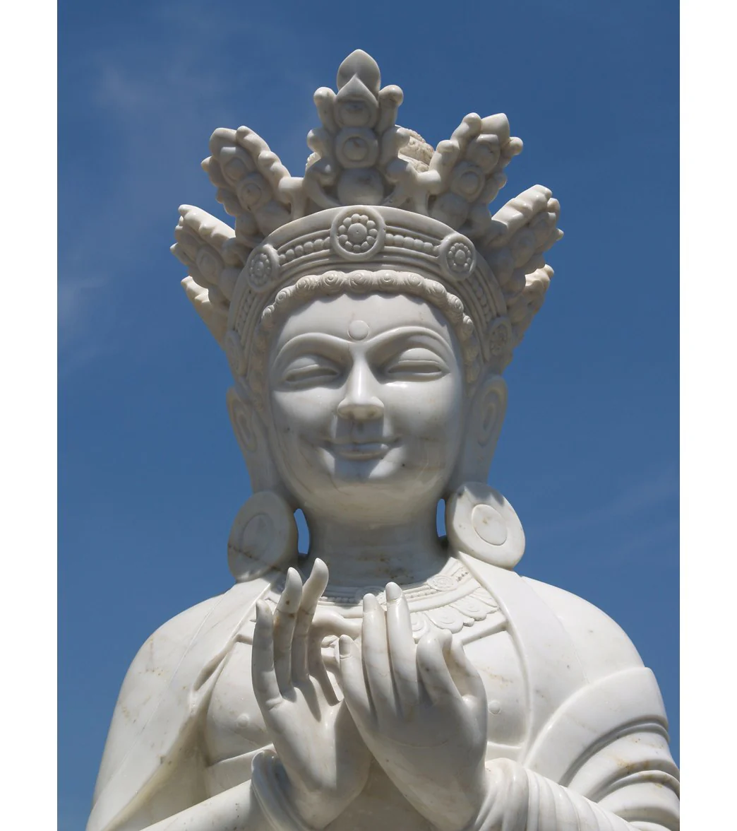 Lotus Sculpture White Marble Maitreya Buddha 72" - Image 2