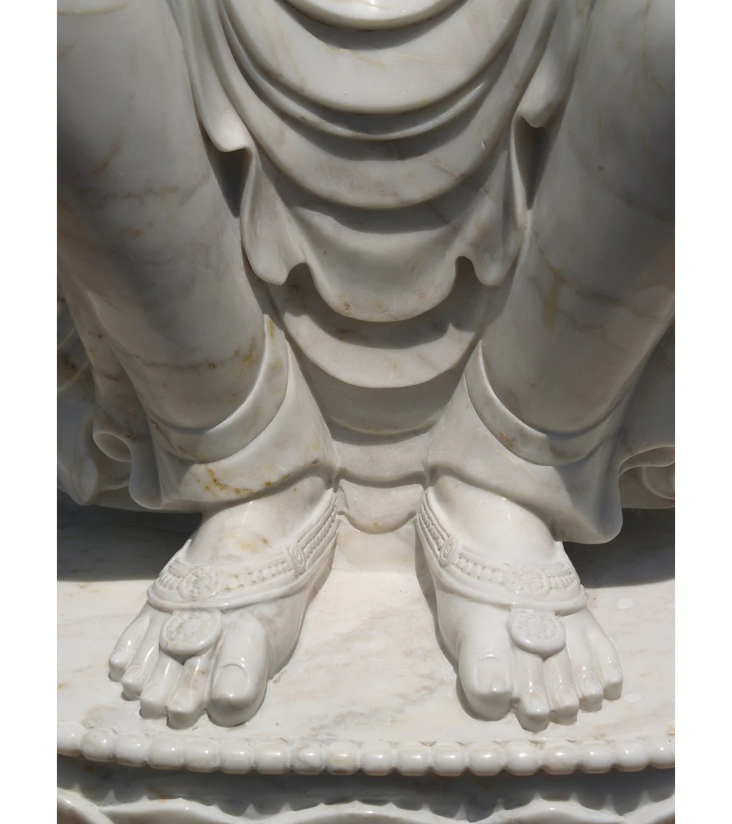 Lotus Sculpture White Marble Maitreya Buddha 72" - Image 4