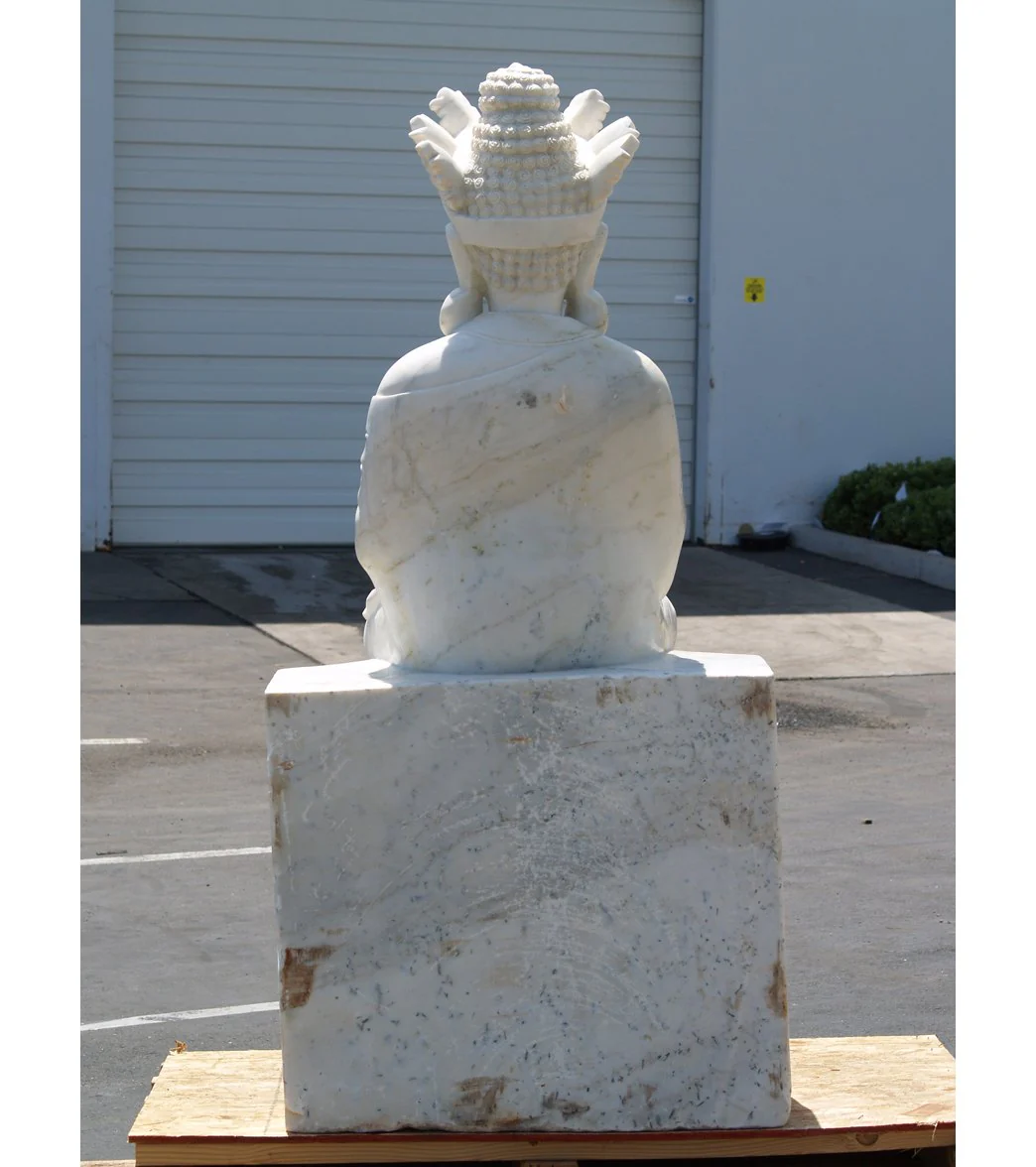 Lotus Sculpture White Marble Maitreya Buddha 72" - Image 6