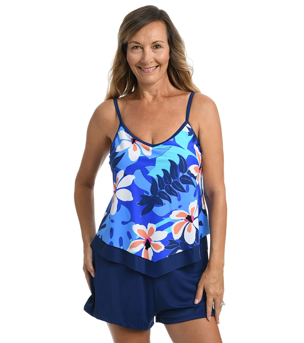 Maxine Women's Aloha Orchid Flutter Tankini Top - Image 4