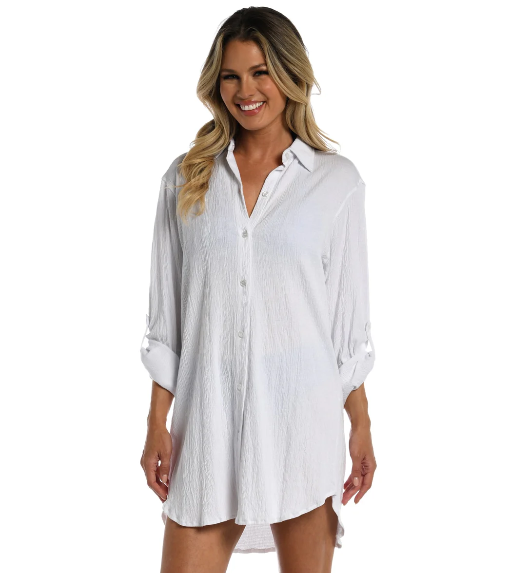 Maxine Women's Button Down Cover Up Resort Shirt - Image 11