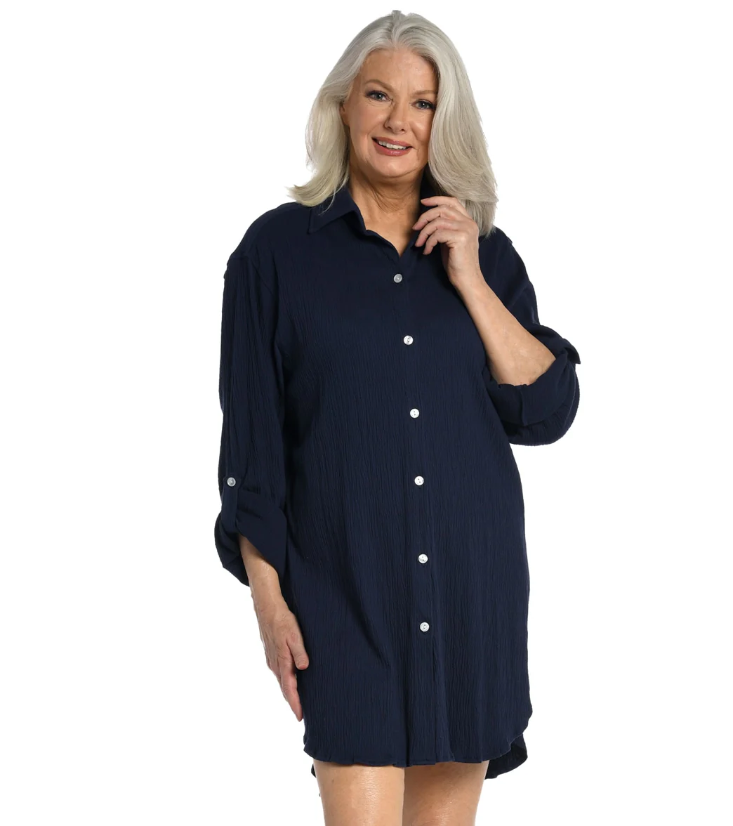 Maxine Women's Button Down Cover Up Resort Shirt - Image 7