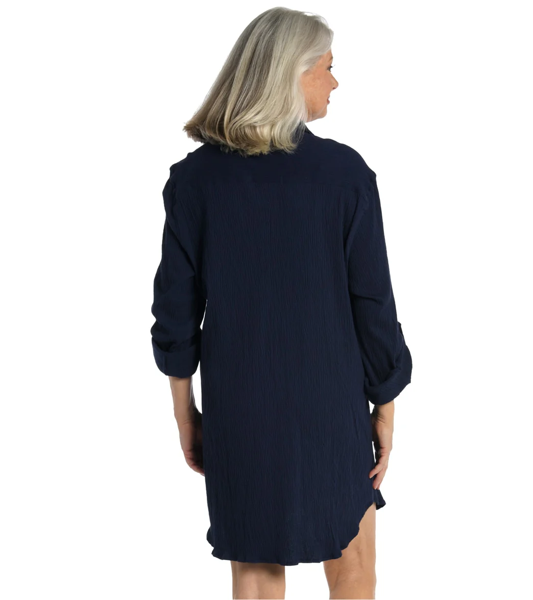 Maxine Women's Button Down Cover Up Resort Shirt - Image 9