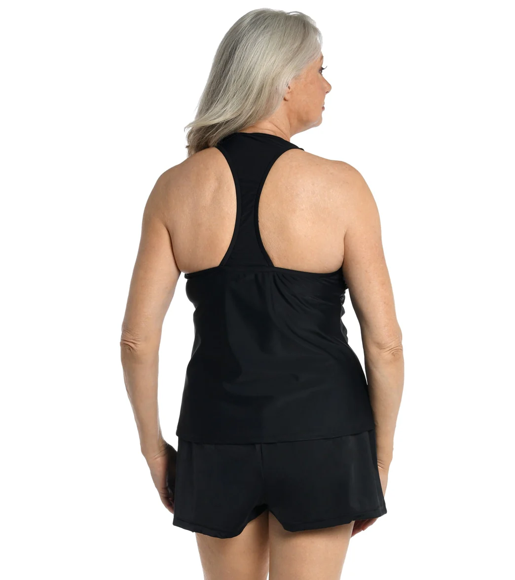 Maxine Women's Chlorine Resistant Ombre Animal Racerback Tankini Top - Image 2
