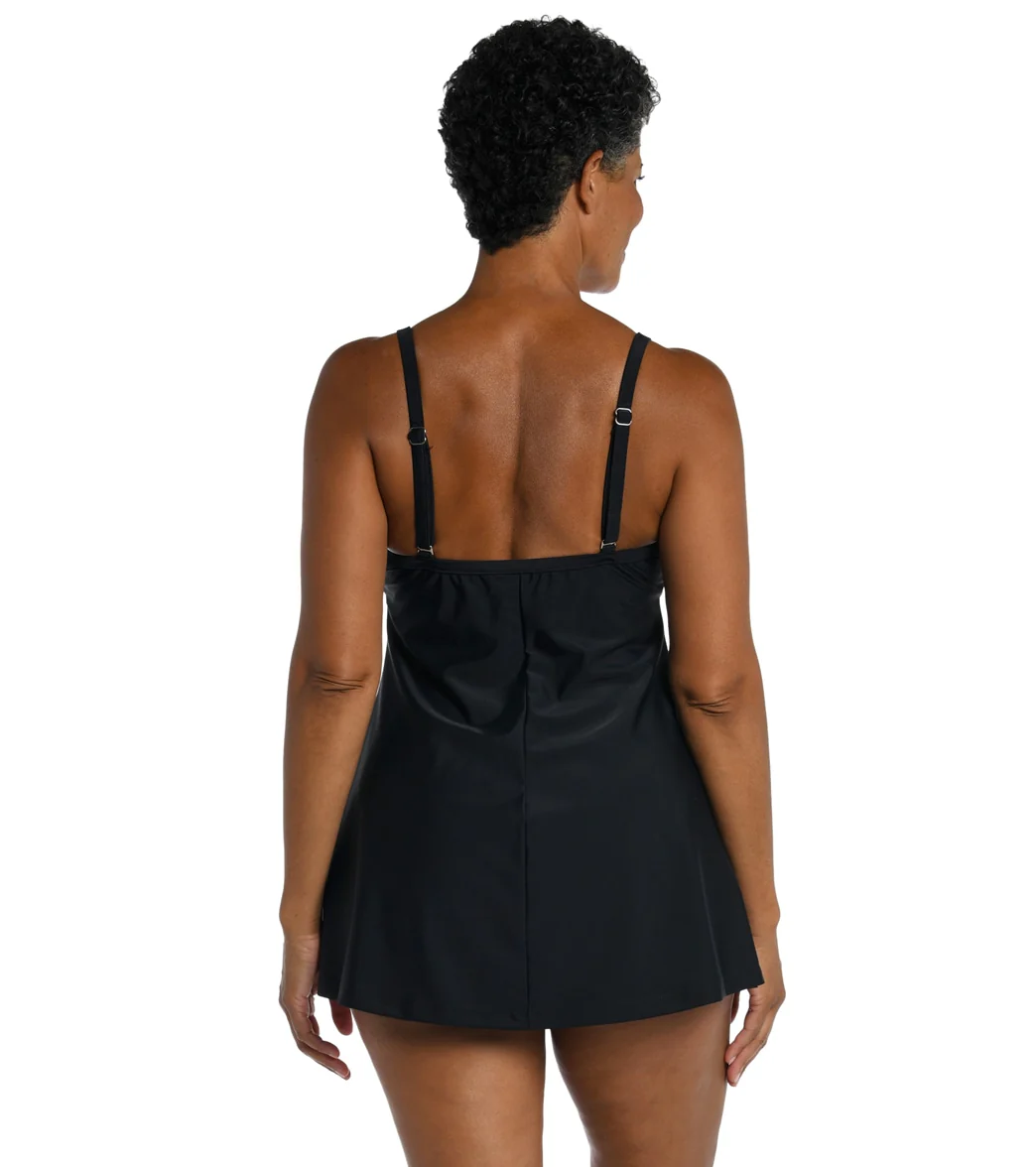 Maxine Women's Chlorine Resistant Ombre Animal Scoopneck Swim Dress - Image 2