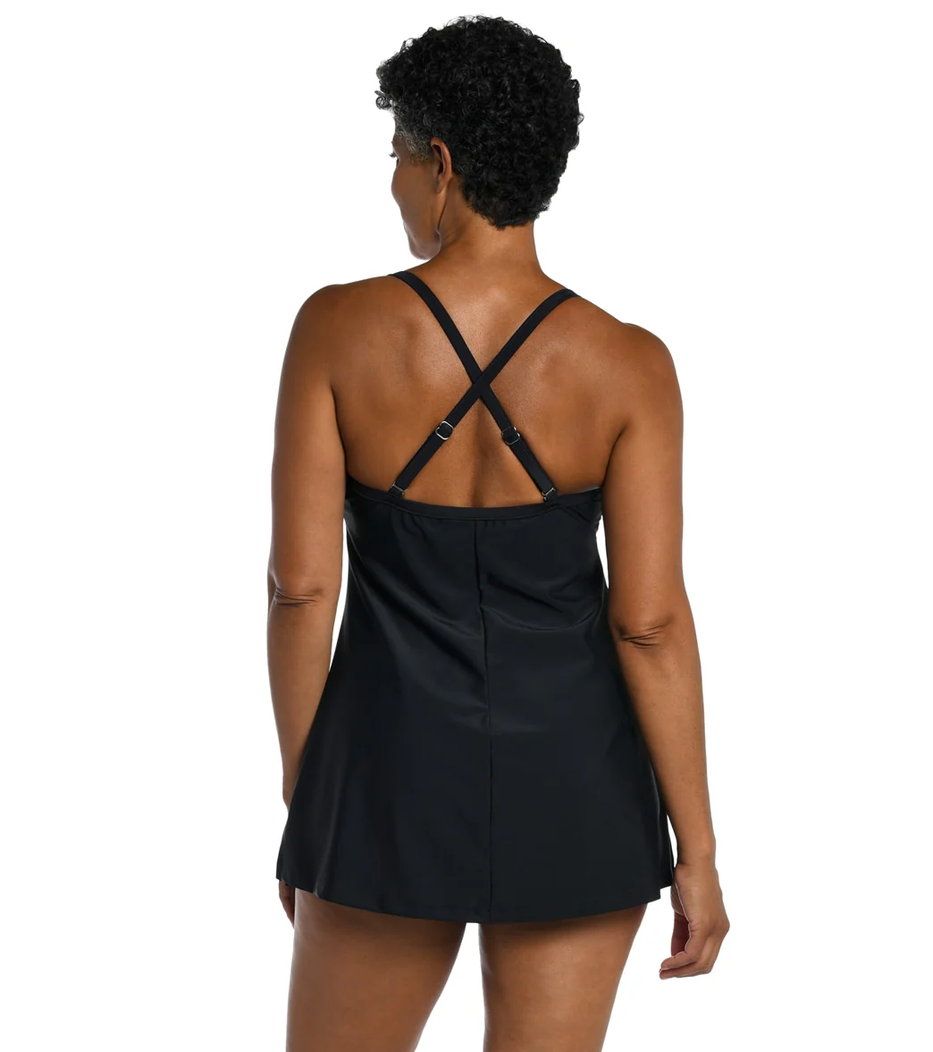 Maxine Women's Chlorine Resistant Ombre Animal Scoopneck Swim Dress - Image 3