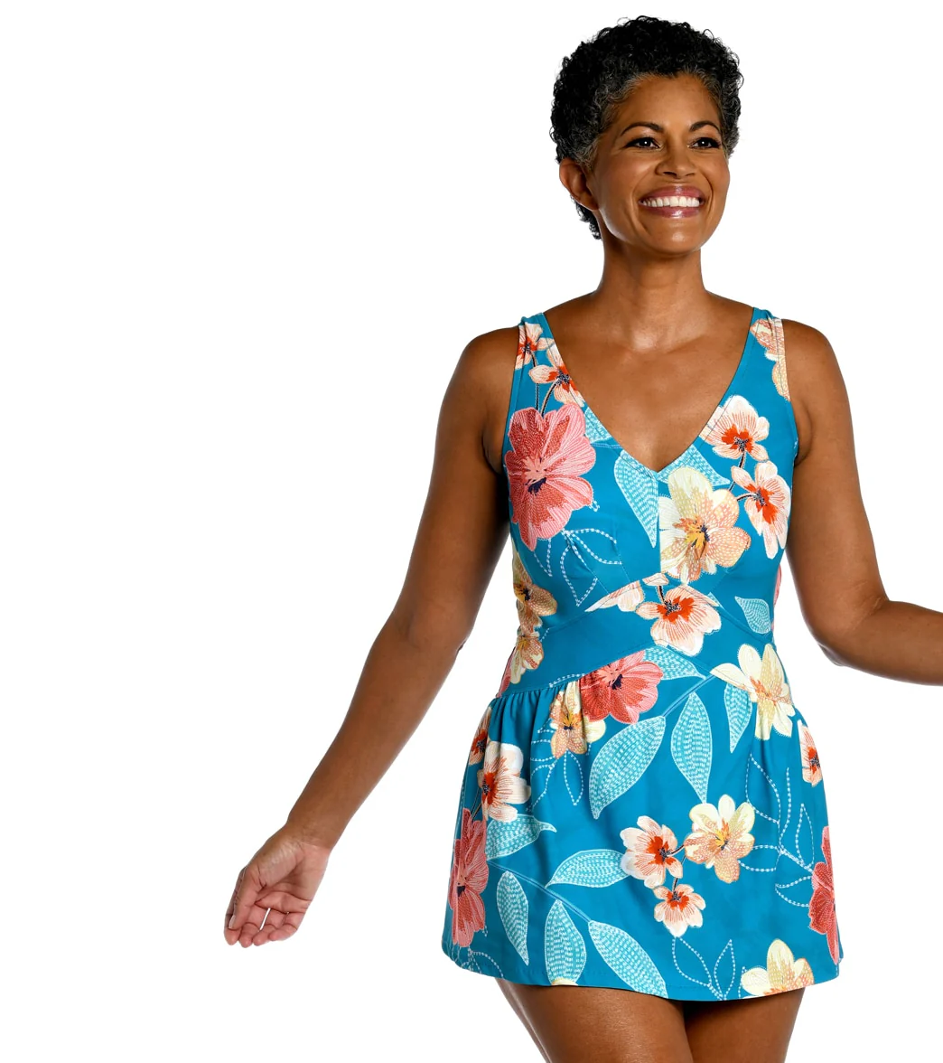 Maxine Women's Crafted Botanical Empire Swim Dress