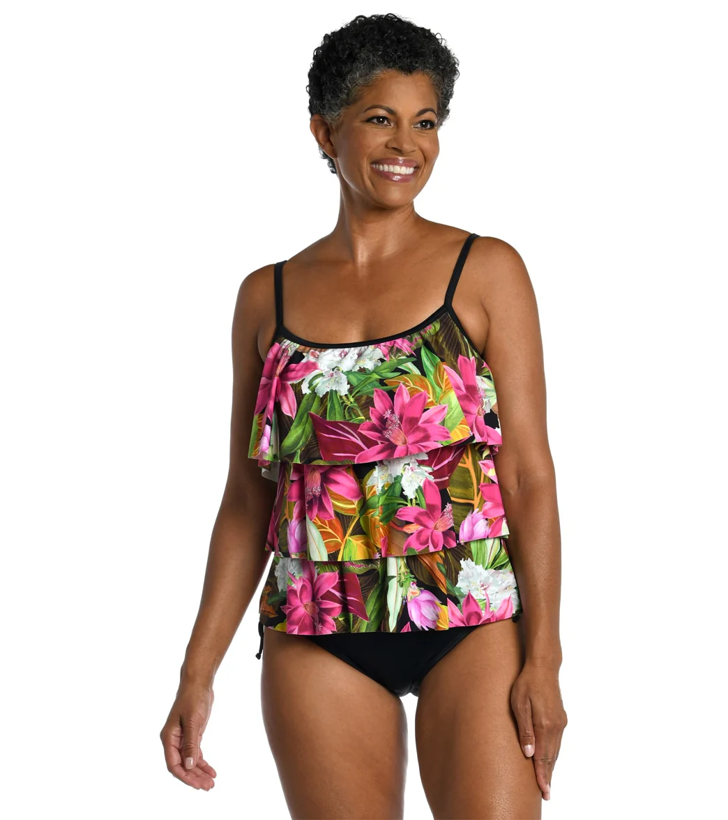 Maxine Women's Exotic Jungle Triple Tiered Tankini Top - Image 4