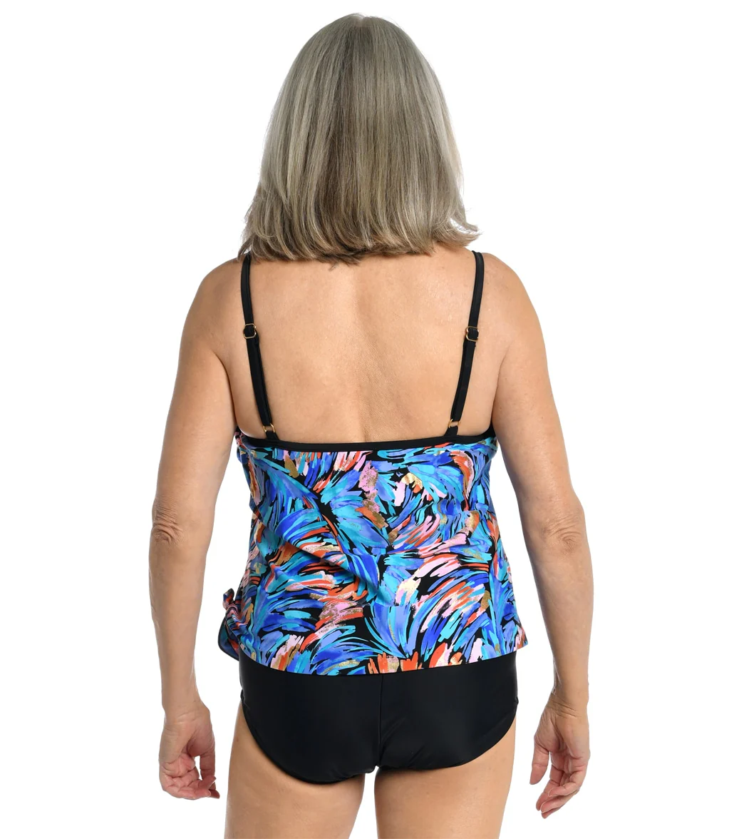 Maxine Women's Feathers and Flair Faux Tankini Top One Piece Swimsuit - Image 3