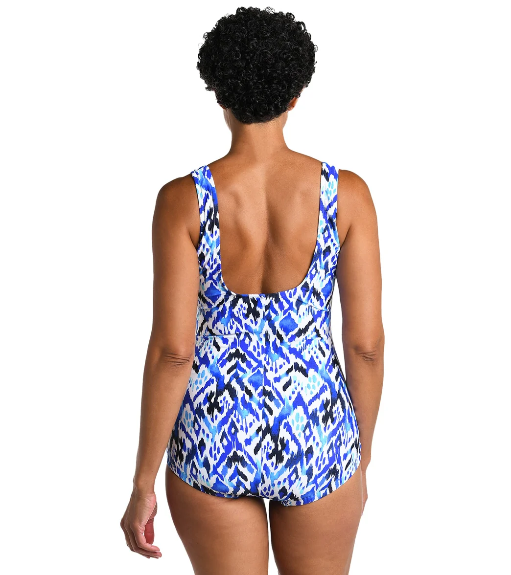 Maxine Women's Global Groove Shirred Front Girl Leg One Piece Swimsuit - Image 2