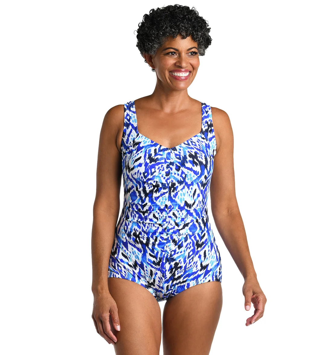 Maxine Women's Global Groove Shirred Front Girl Leg One Piece Swimsuit - Image 8