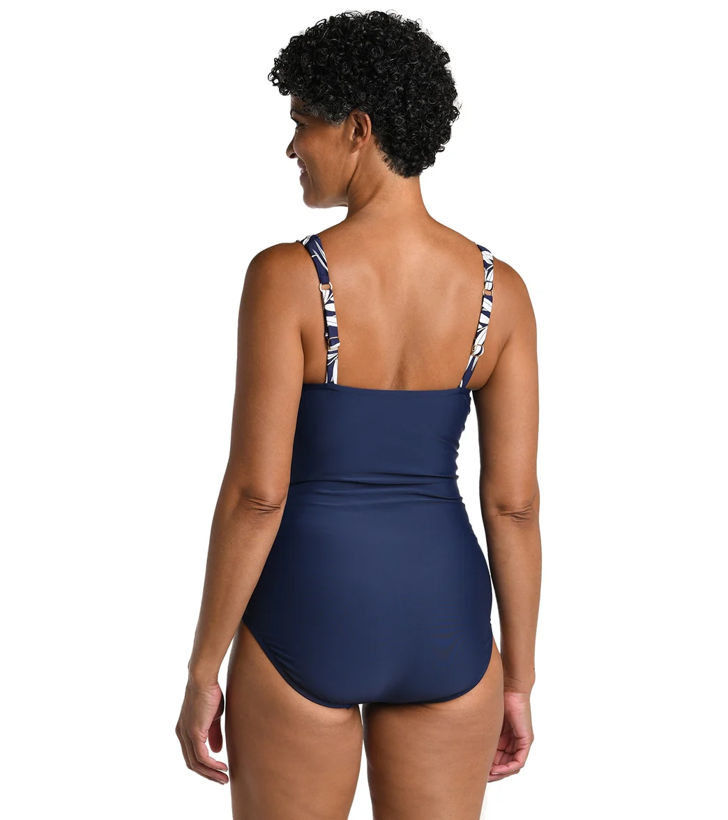 Maxine Women's Gold Leaf Wrap Front One Piece Swimsuit - Image 2