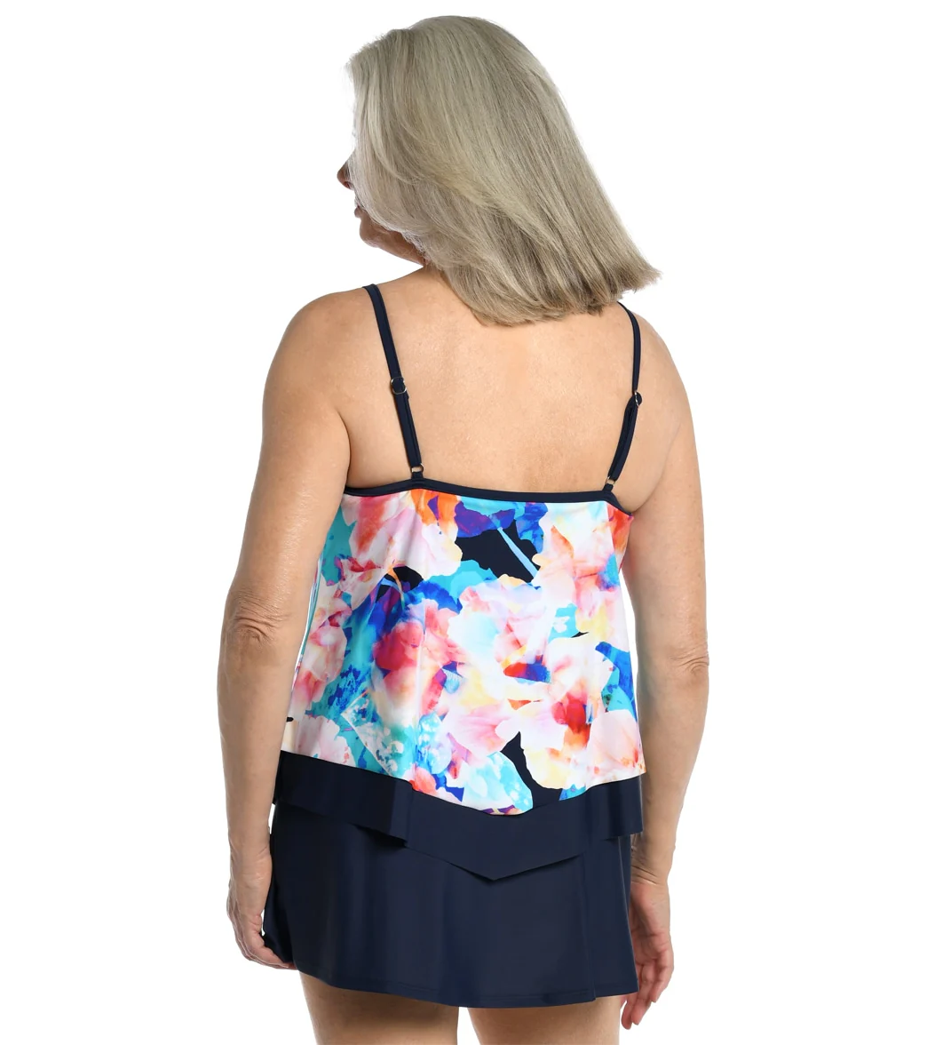 Maxine Women's Illusion Blossoms Flutter Tankini Top - Image 3