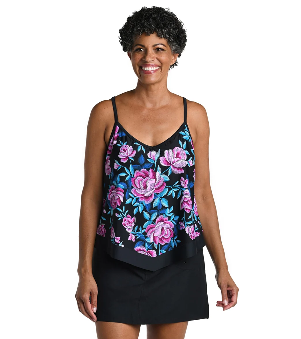 Maxine Women's Midnight Orchid Flutter Tankini Top - Image 4