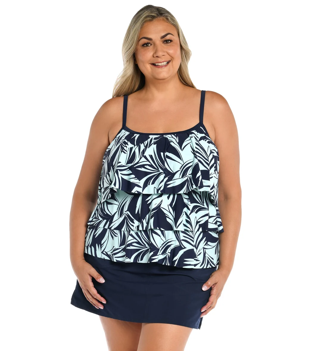 Maxine Women's Plus Size Coastal Palm Tiered Tankini Top - Image 5