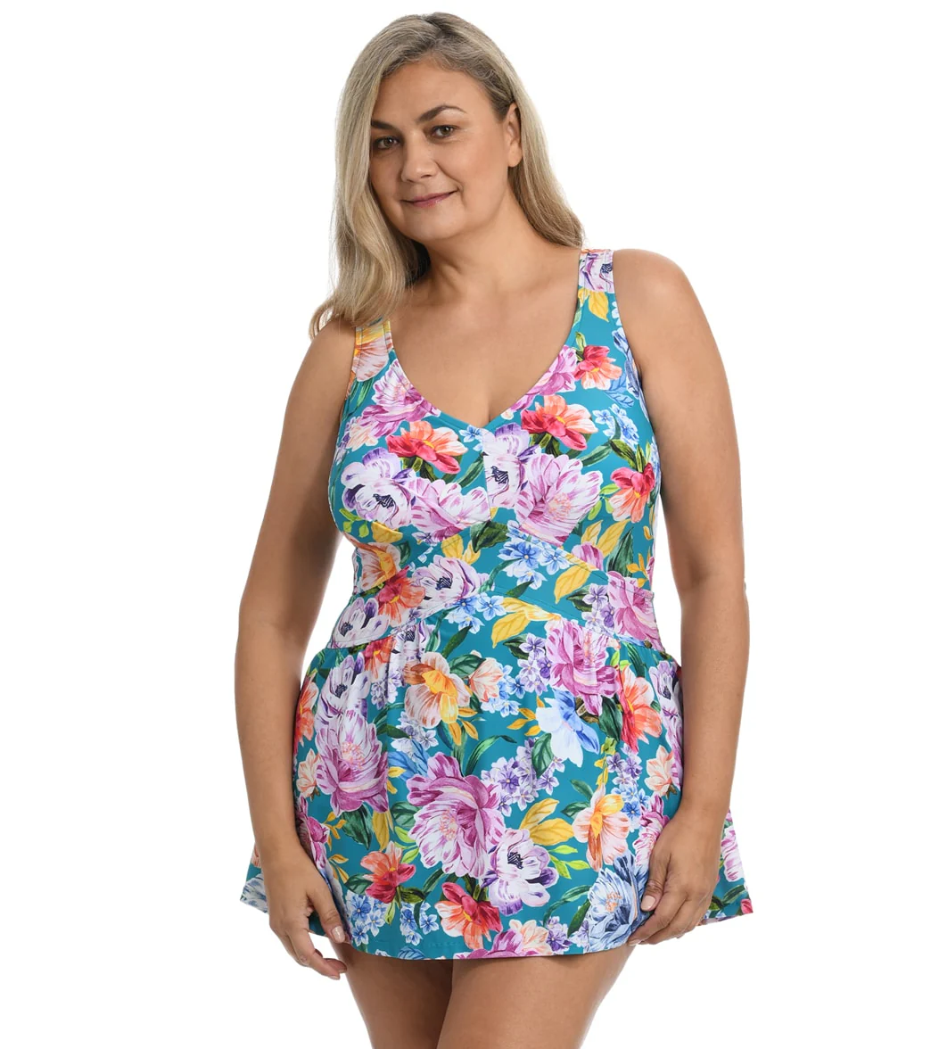 Maxine Women's Plus Size English Arboretum Empire Swim Dress - Image 4
