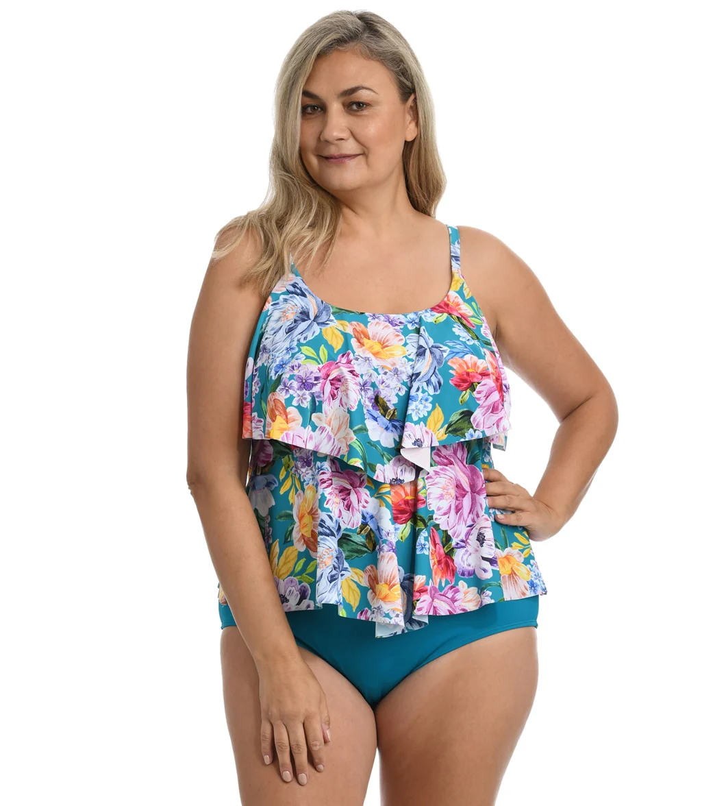 Maxine Women's Plus Size English Arboretum Tiered Tankini Top - Image 2