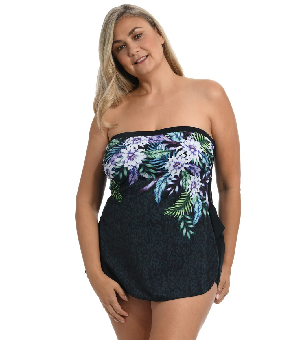 Maxine Women's Plus Size Fiji Floral Bandeau Sarong One Piece Swimsuit - Image 4