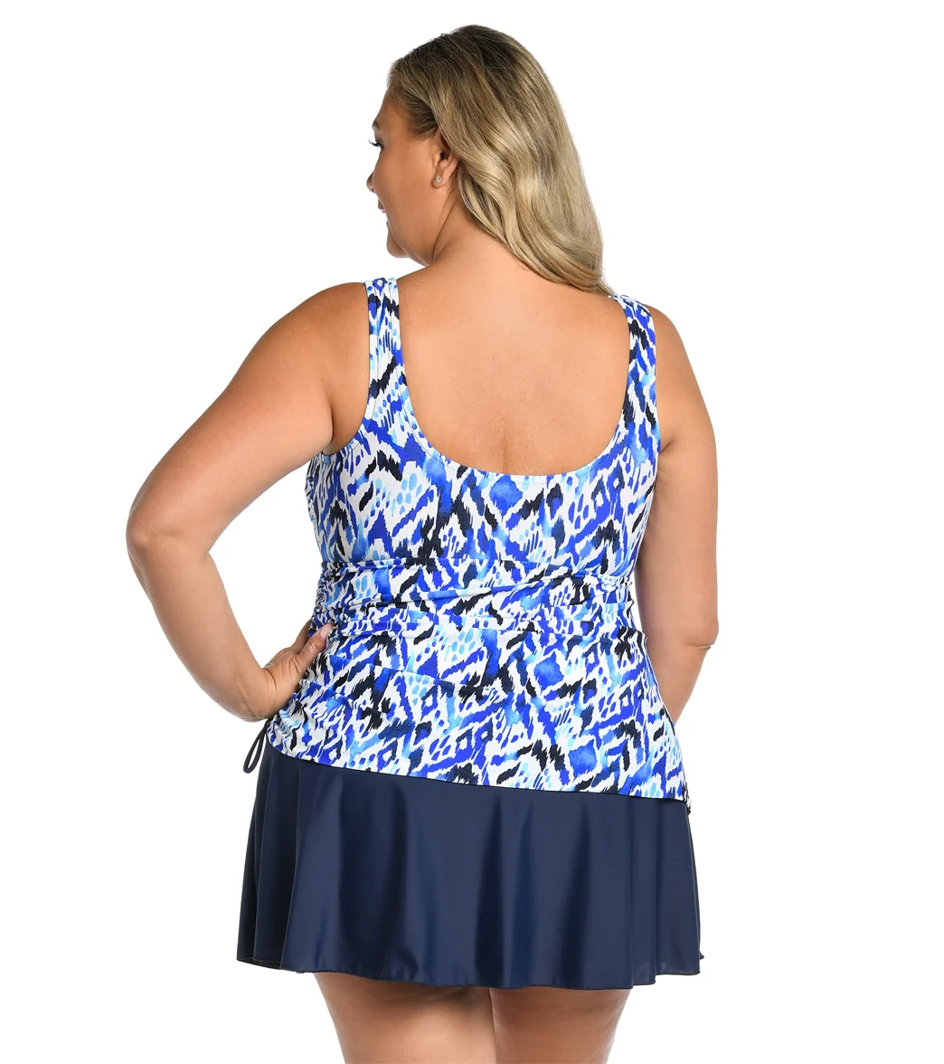 Maxine Women's Plus Size Global Groove Adjustable Tank Swim Dress - Image 3