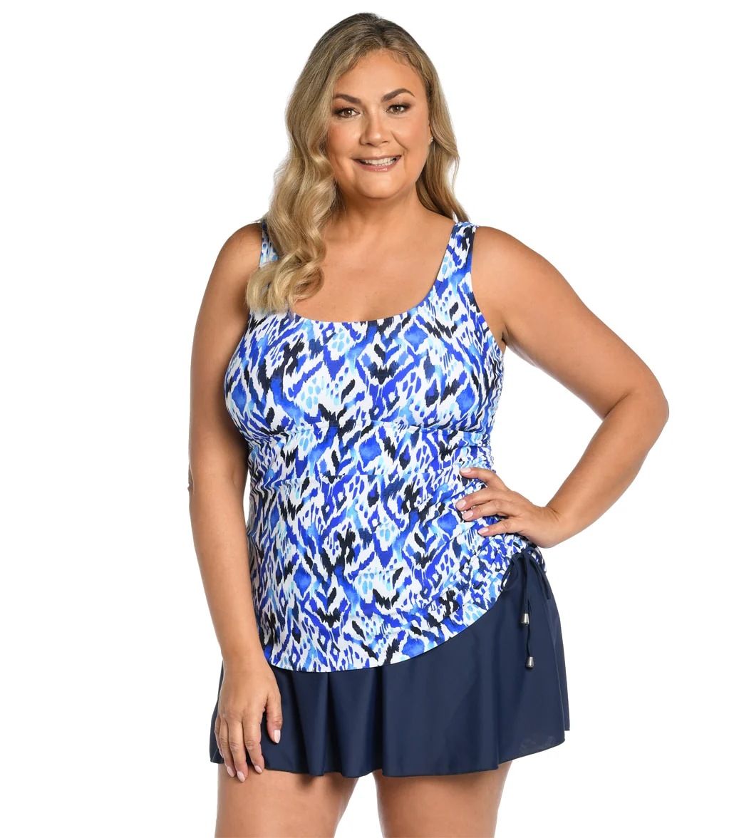 Maxine Women's Plus Size Global Groove Adjustable Tank Swim Dress - Image 5