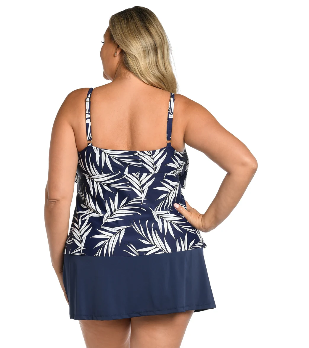 Maxine Women's Plus Size Gold Leaf Tiered Tankini Top - Image 2